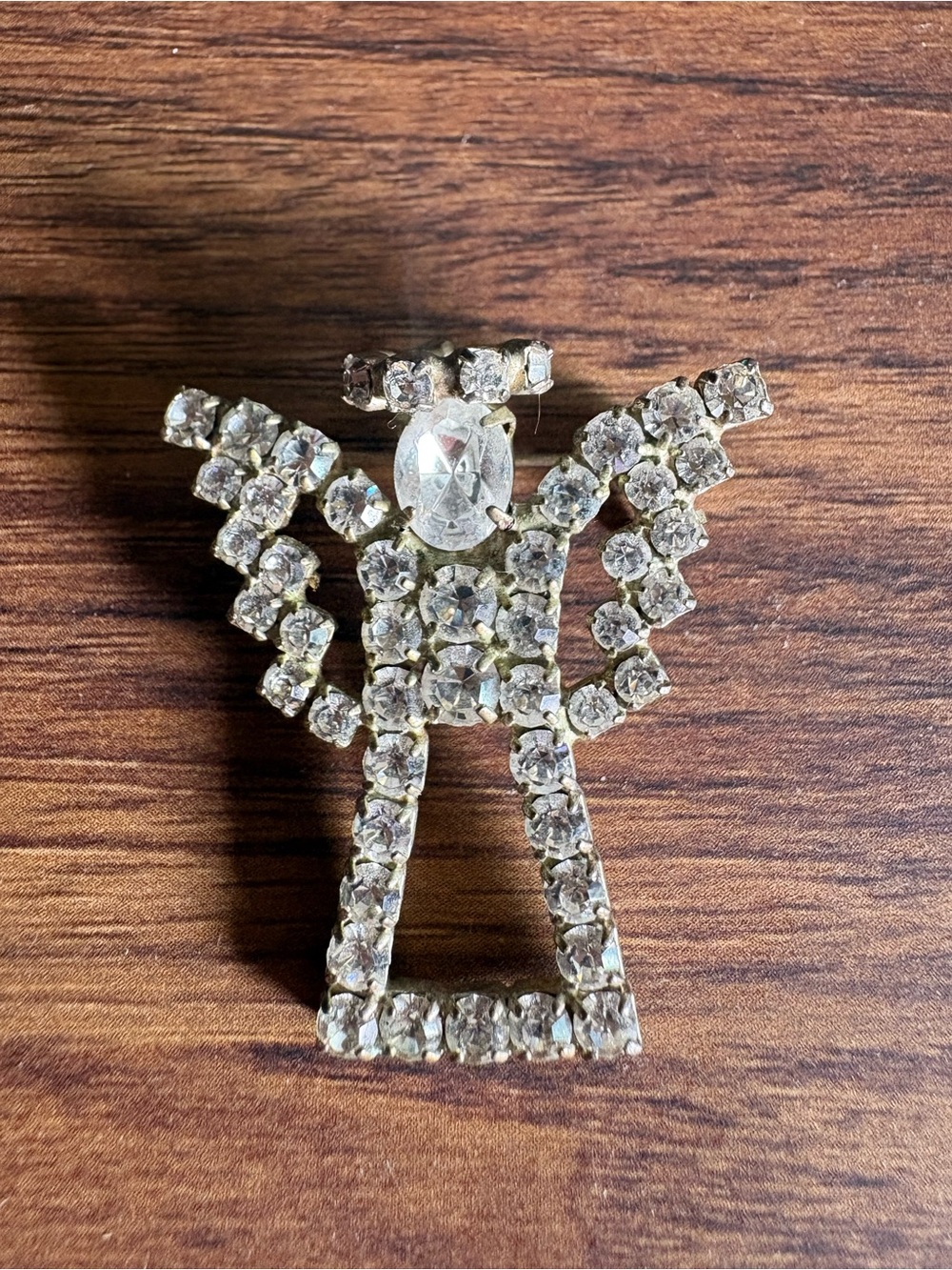 Vintage Rhinestone Angel Brooch Rollover Clasp